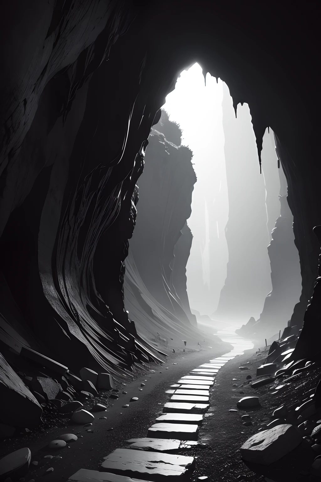 creepy cave, BW