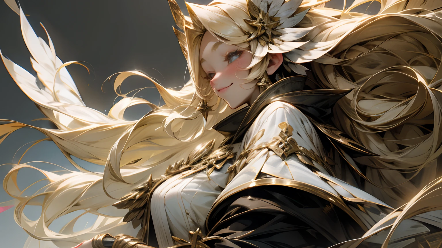 Feathered Goddess、Beautuful Women、Super super huge big、smil、blond hair、