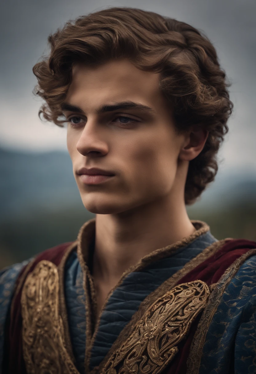 18-year-old prince, Roman Prince, Prince with hair shaved from the sides, Medieval prince, realista
