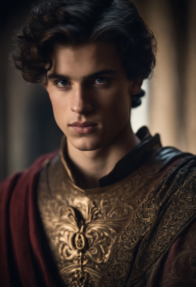 18-year-old prince, Roman Prince, Prince with hair shaved from the sides, Medieval prince, realista