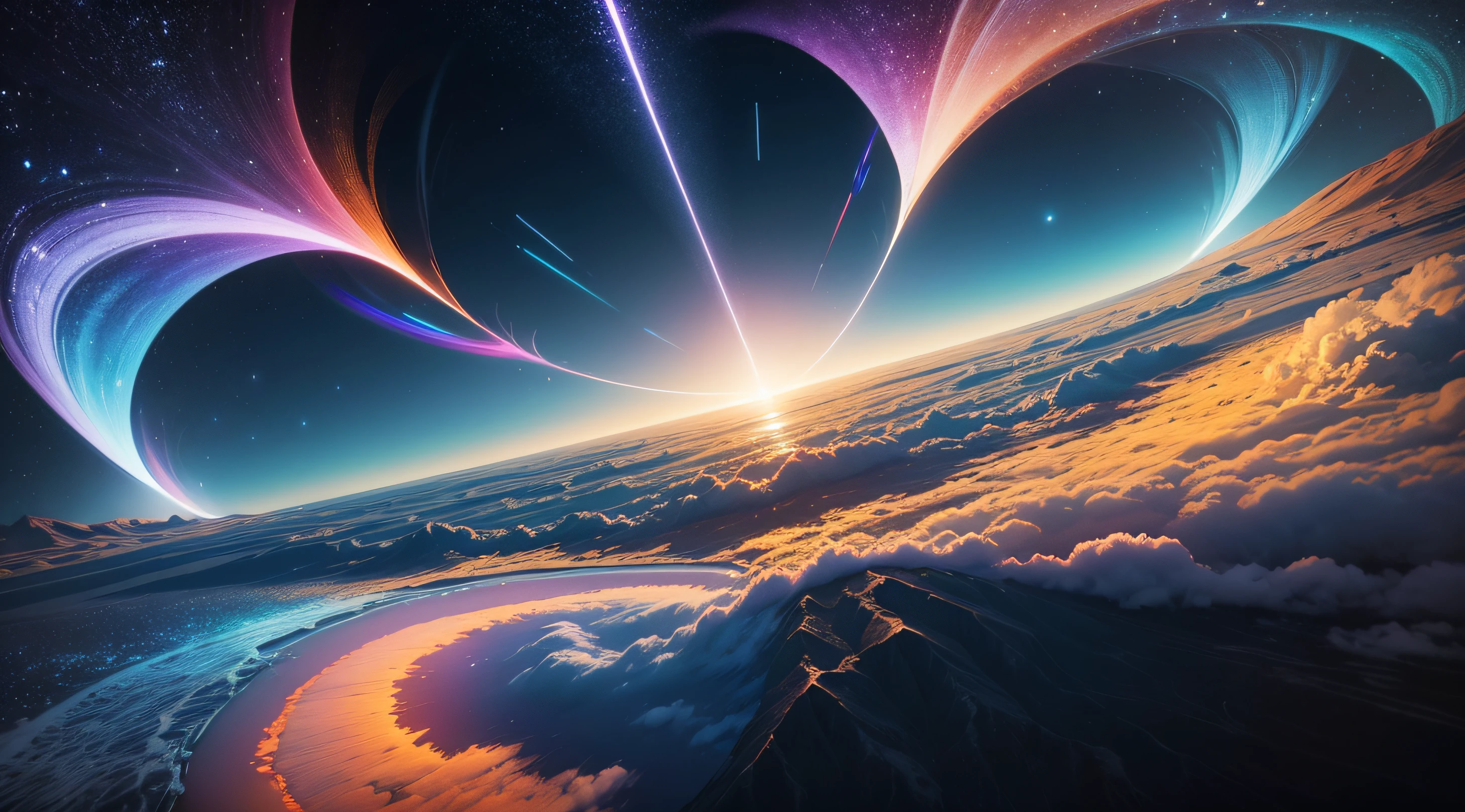Crie uma imagem em 8k de um portal de luz brilhante que leva a um reino celestial, com anjos convidando as almas a entrar. A imagem deve simbolizar a jornada espiritual."