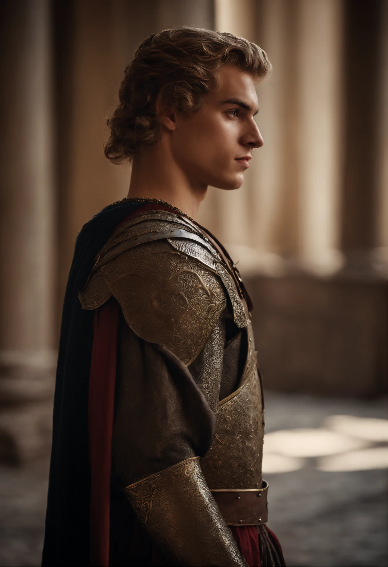 18-year-old prince, Roman Prince, Prince with hair shaved from the sides, Medieval prince, realista