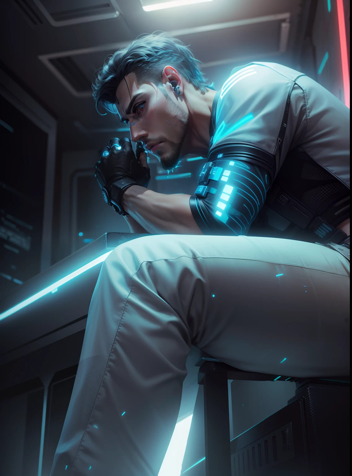 Change background cyberpunk handsome boy, realistic face, 8k, ultra realistic