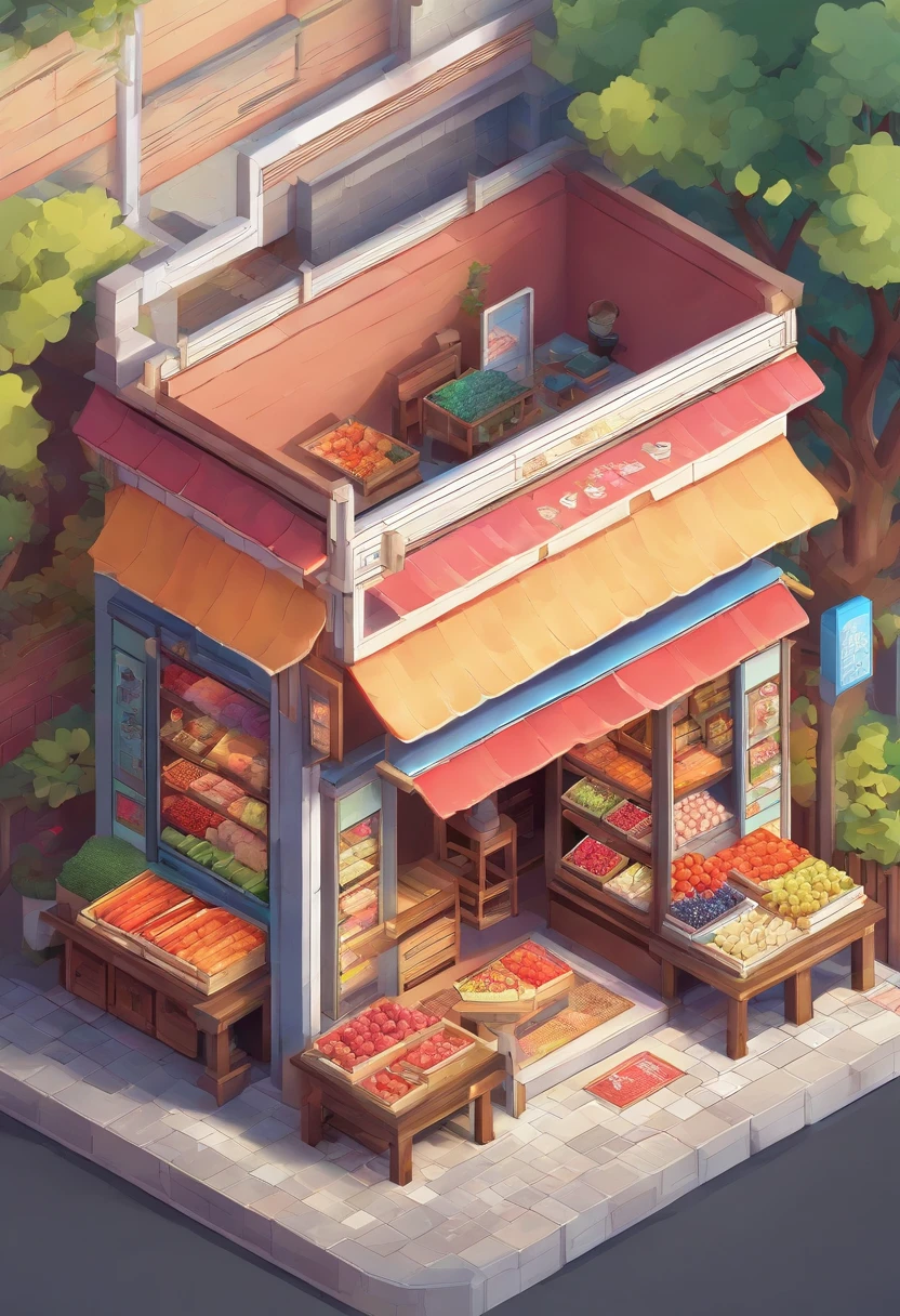 Small Japanese fruit shop, cellshading