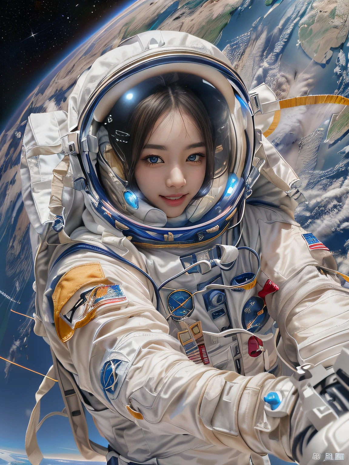 Play in space、A smile、A delightful、angelicales、Mystical、Shines、optic、planetes、planet earth、heart mark、Hakuba、high-level image quality 、I love the earth 、Bright background --auto