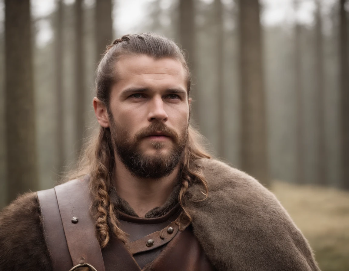 Homem com barba longa, careca, viking