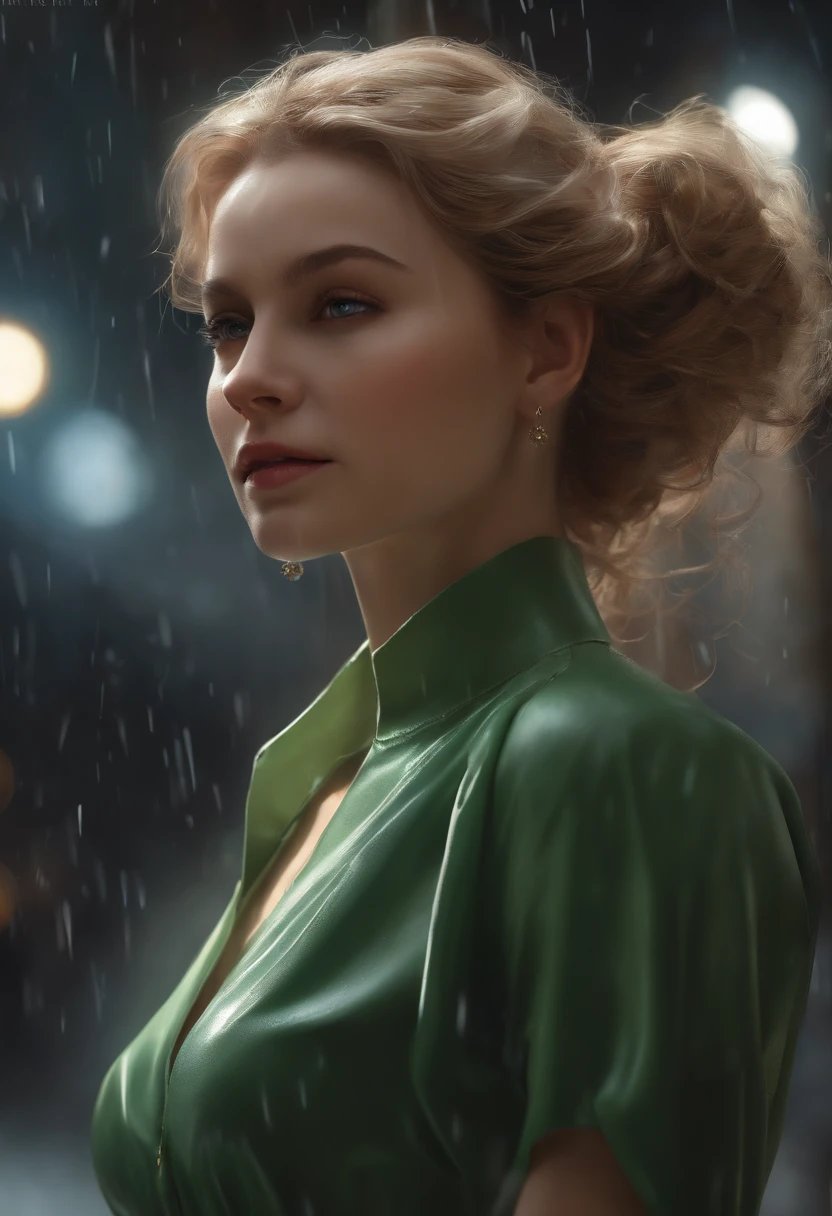 (Professional 3D rendering:1.3) of (Realistic:1.3) The most beautiful art in the world, Great place., Towering environment)), Full body 8k unity display, Action Shooter, skin pores, The light is very dark., Heavy Shading, Detailed, detailed face, (vibrant, photo-realistic, Realistic, breathtaking, dark, crisp focus, 10), (high-detail:1.4), digital painting, Octane display, art station, Concept Art, smooth, crisp focus, illustration, Nose Art, (loish:0.23), (Global Illumination, studio light, volumetric light), heavy rain, Particles float, ((Dark and ancient city background:1.3)),CGSesociety,Art Stations Random gestures, (An extremely delicate and beautiful work), (masterpiece), 1girls, Girl in shiny transparent dress, high-detail, Leaky waist, ponytail contorted, A charming expression, beautiful and clear eyes, green eye pupil, delicate necklace, delicate earrings, simple blurred background, extreme detail description, Beautiful, charming, ultra-fine painting, Subtle delicate face, Subtle shape, fine., Fine collarbones, Cute fine lips, Fine beautiful breasts, soft behind, mix4,(10, RAW photo, bestquality, masterpiece:1.2), (Realistic, photo-realistic:1.37),1girls,kawaii,city scape, nighttime, It's raining, wet, Professional lighting, photons mapping, radiosity, Physically Based Rendering,(Beautiful small hard:1.3),(Saw the head on the dress.:1.4),(glossy:1.5),(transparent:1.3),Blonde Hair.Full body