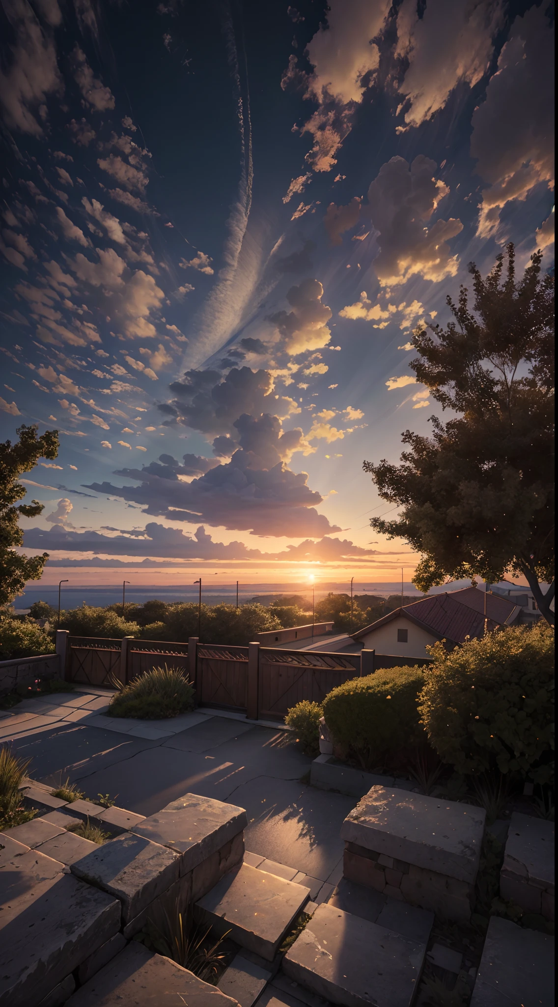 highres, imagination, (realistic), clear skies, composition, sunset, (hdr:1.5), outdoors, intricate details,