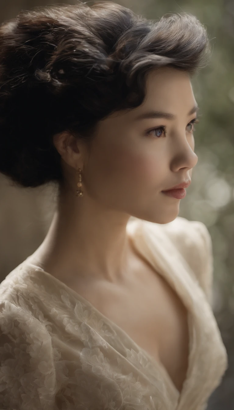 Masterpiece, Best quality, (Photorealistic:1.4), full bodyesbian, (dress:1.1)（evening formal robes：1.1）（Wisps 1.1）（Embroidered seedling edge Q1.1） view over city, Cinematic light, Beautiful woman, ((From any direction)), sport, Large breasts, Black hair,Chinese face， rim, Detailed dress,