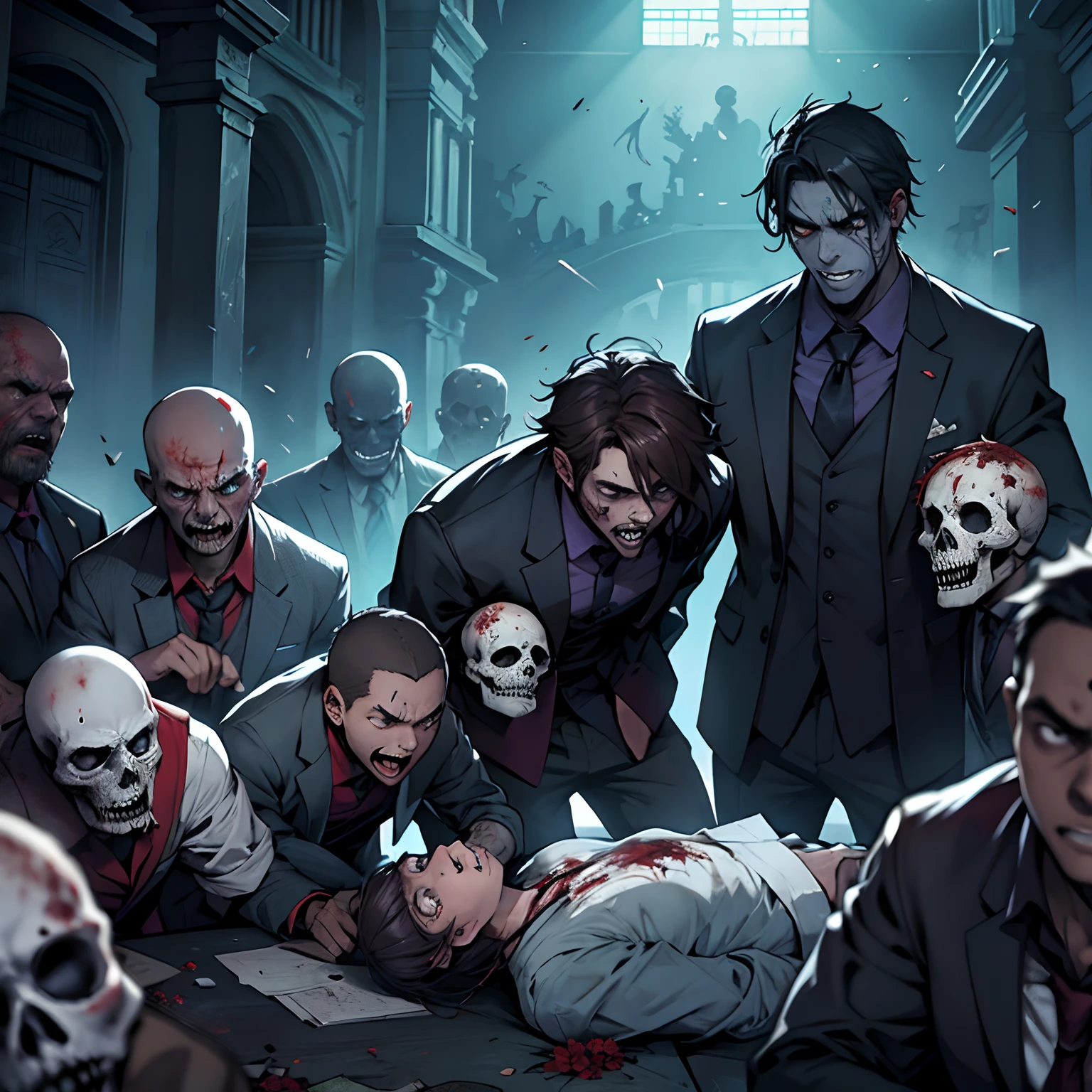 los zombies atacan y corren tras los estudiantes de la secundaria en cores, serie estamos muertos