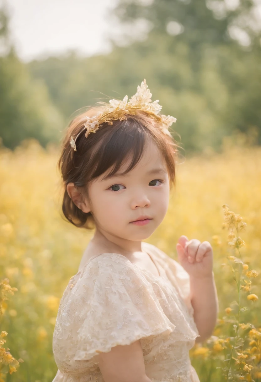 Child, neopop Meadows, in the style of kawaii aesthetic, helios 44-2 58mm f/2, asian-inspired, soft yet vibrant, (medium close-up)