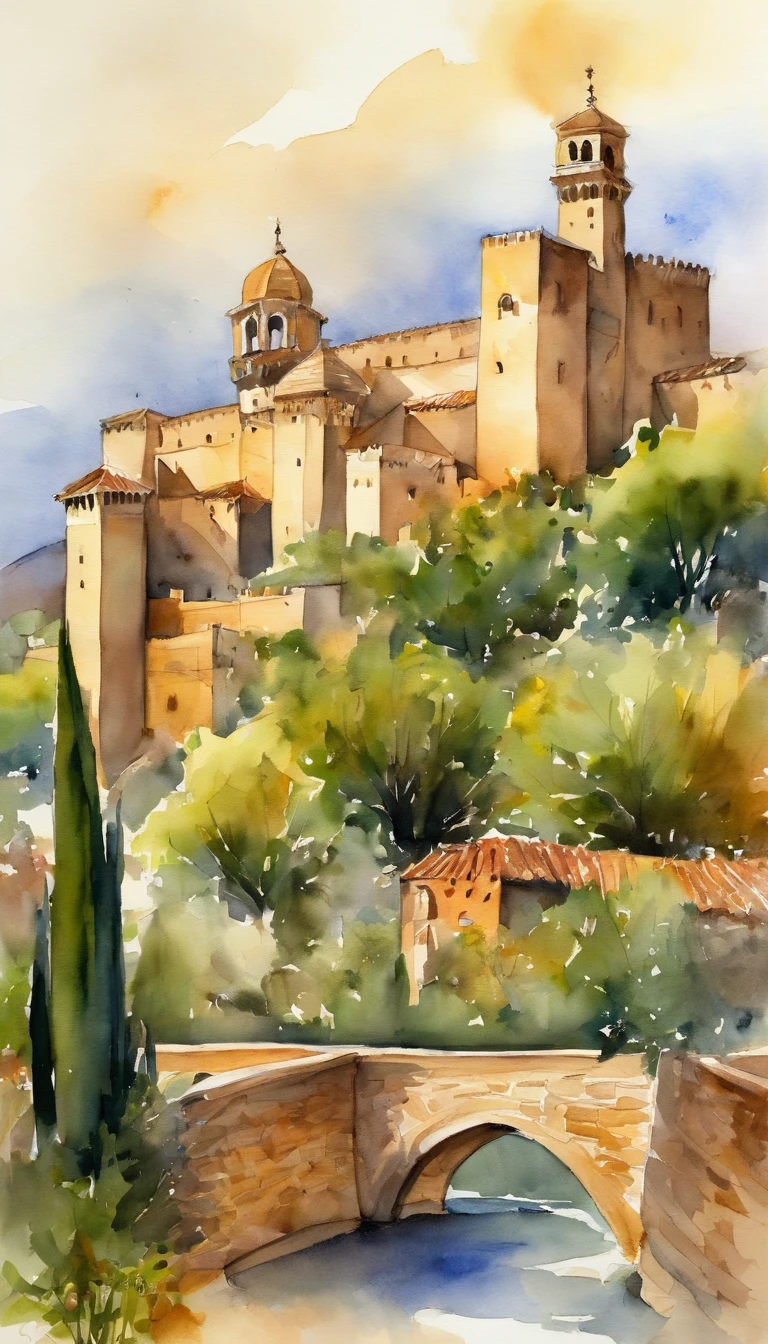 Granada Castle in Spain, Cami , Minarets and gardens