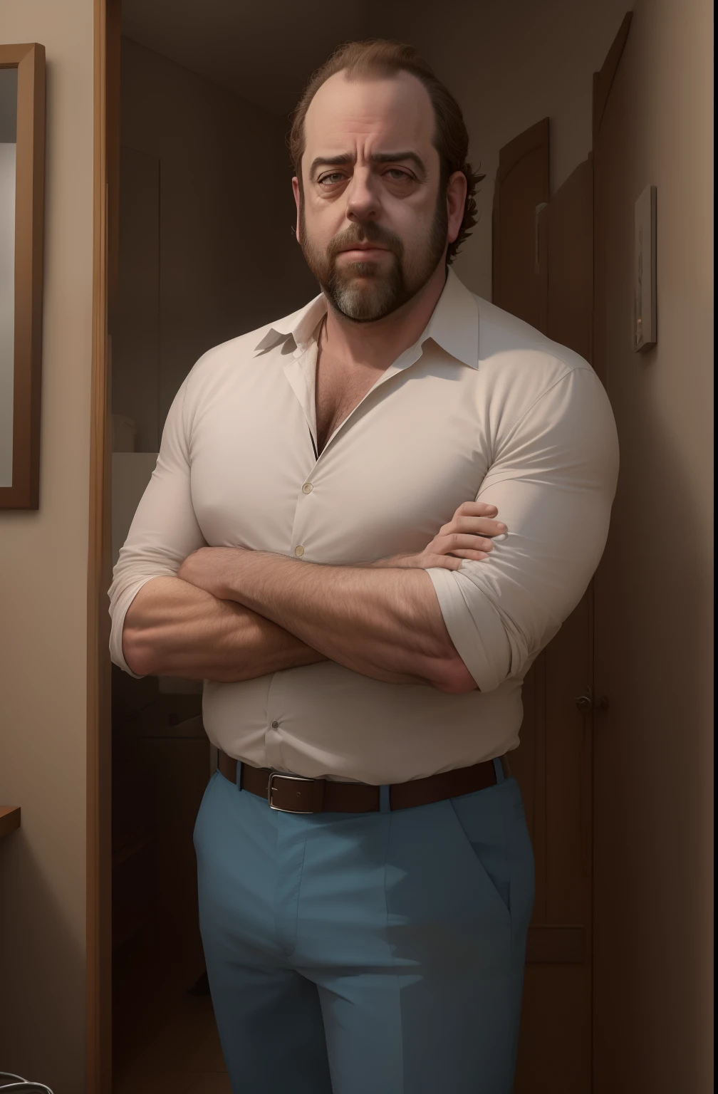 Araffed man in liquidator outfit, sindico, Digna Gvasalia, Homem de 4 5 anos, Paulo Giamatti, Obra-prima da arte, cabelos petro, com barba curta, Homens de 45 anos