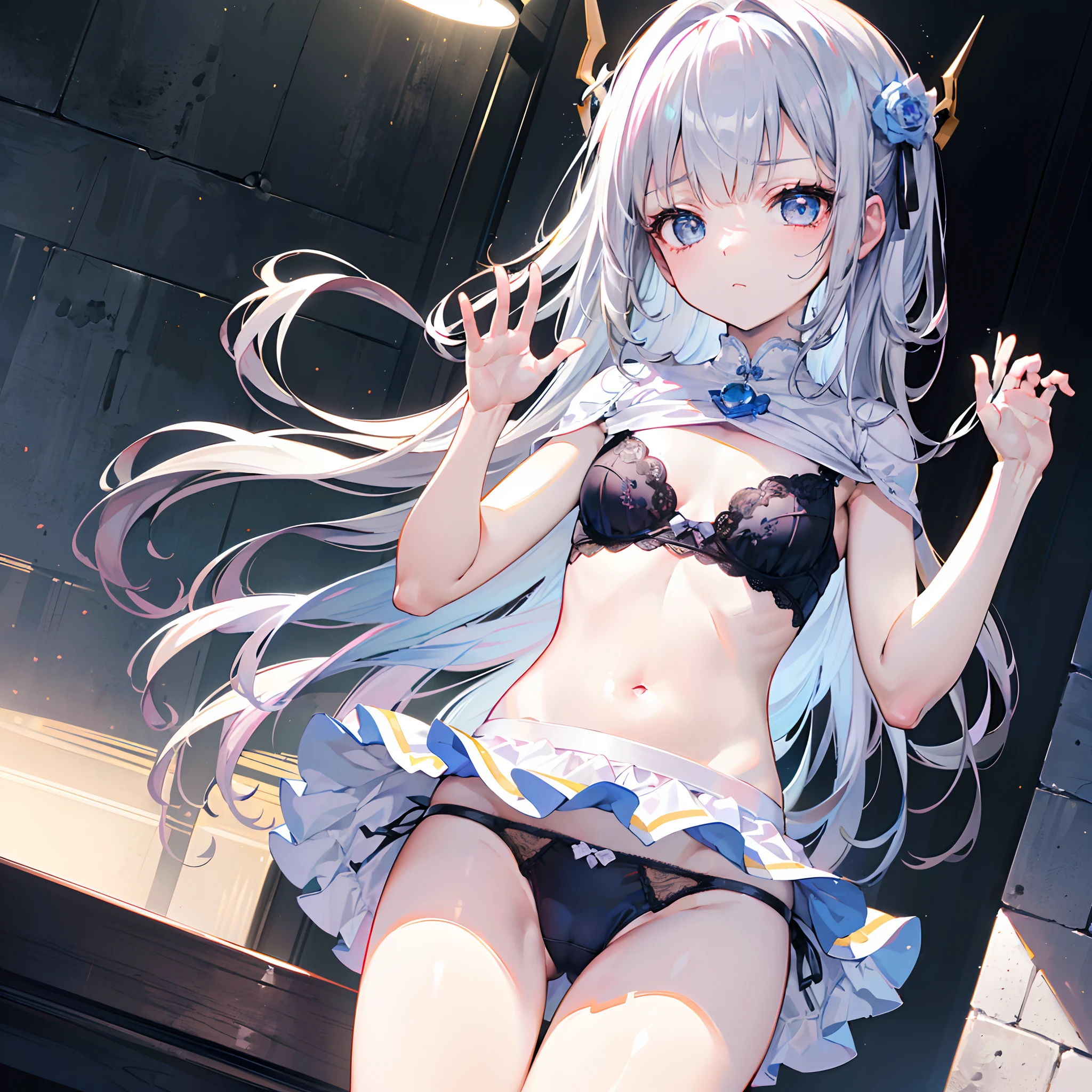 (8K, Best quality, tmasterpiece:1.2),\(eye detailed\),\(Facial features\),(\(Clothes detail details\)\),(Flat chest),full bodyesbian,(Facial focus) ,Very detailed CG unity 8K wallpaper,hugefilesize,ultra - detailed,A high resolution,absurderes,beautidful eyes,Ray traching,dramatic shadow,finely detailled,Dramatic angles,Hyper-detailing,(1 girl:1.3),(Solo),,(Loli:1.3),Sdress,(/Lift your skirt with both hands:1.3/)+(Show off your underwear:1.3),In the evening,at park