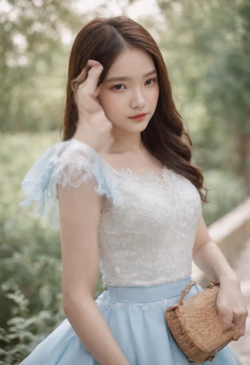 schools,(A 17-year-old Chinese girl 1.2)(Light blue JK plaid skirt 1.3),(white blouse1.2),Little white socks,VANS SHOES,Real Human,realisticlying,Super light and shadow,Extreme light chasing,Super shadows,Super reflexes,(Delicate facial features1.2)(Delicate hands and fingers 1.5)(Full body close-up 1.3)(Wide-angle lens 1.2)(Backlight 1.2)(Warm sunshine 1.3)(Braided head,Large red bow tiara 1.2)