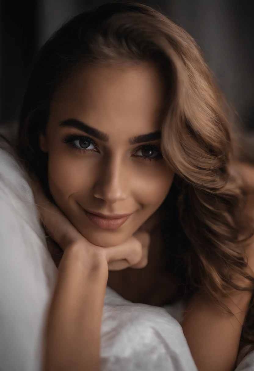 Portrait of an 18 year old cute beautiful perfect face teen taking off stockings,beatutiful face, Perfect face, faired skin,She was happy,Very beautifull Brazilian,raw,nudes horny on a bed,(Dark private study,Dark and moody light:1.2)