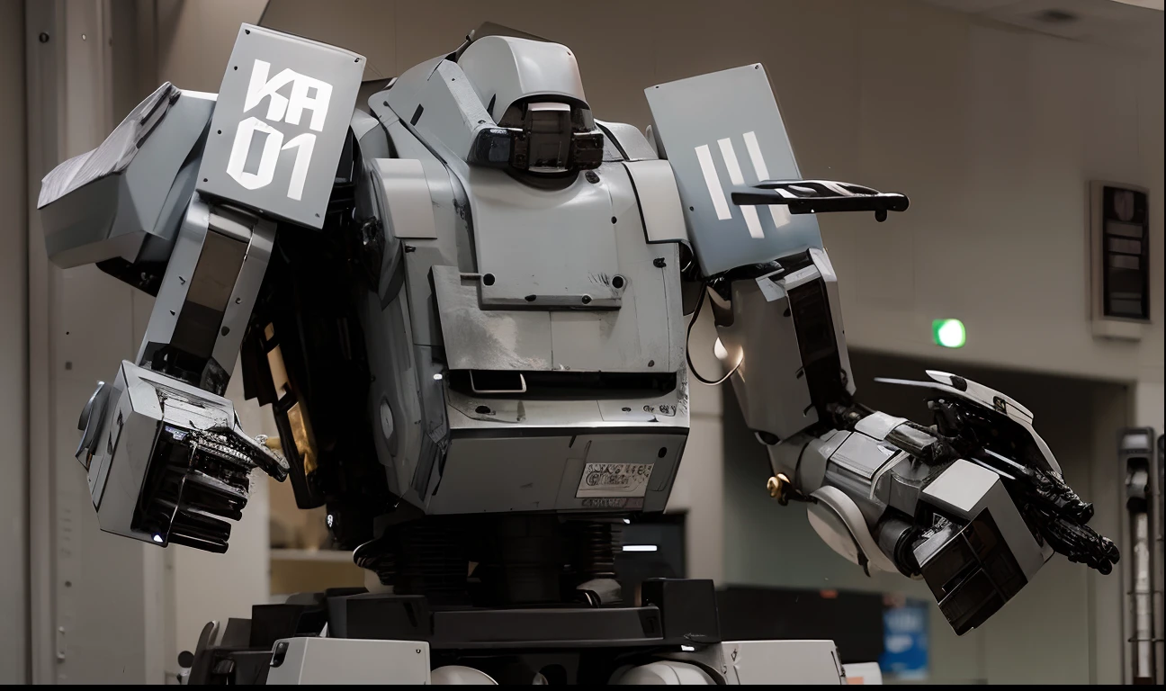 Arafed robot with a gun on display in a building, Huge robot machine, Robot de guerra, Robot masivo, Robot militar, Metal Gear Mech, Robot mecha gigante, Tremendo robot mecha, Robot grande, Mechanical robot, Saudi futuristic warrior mecha, giant robot mech, Japanese wick, Konami Mecha, Un robot mecha grande anime