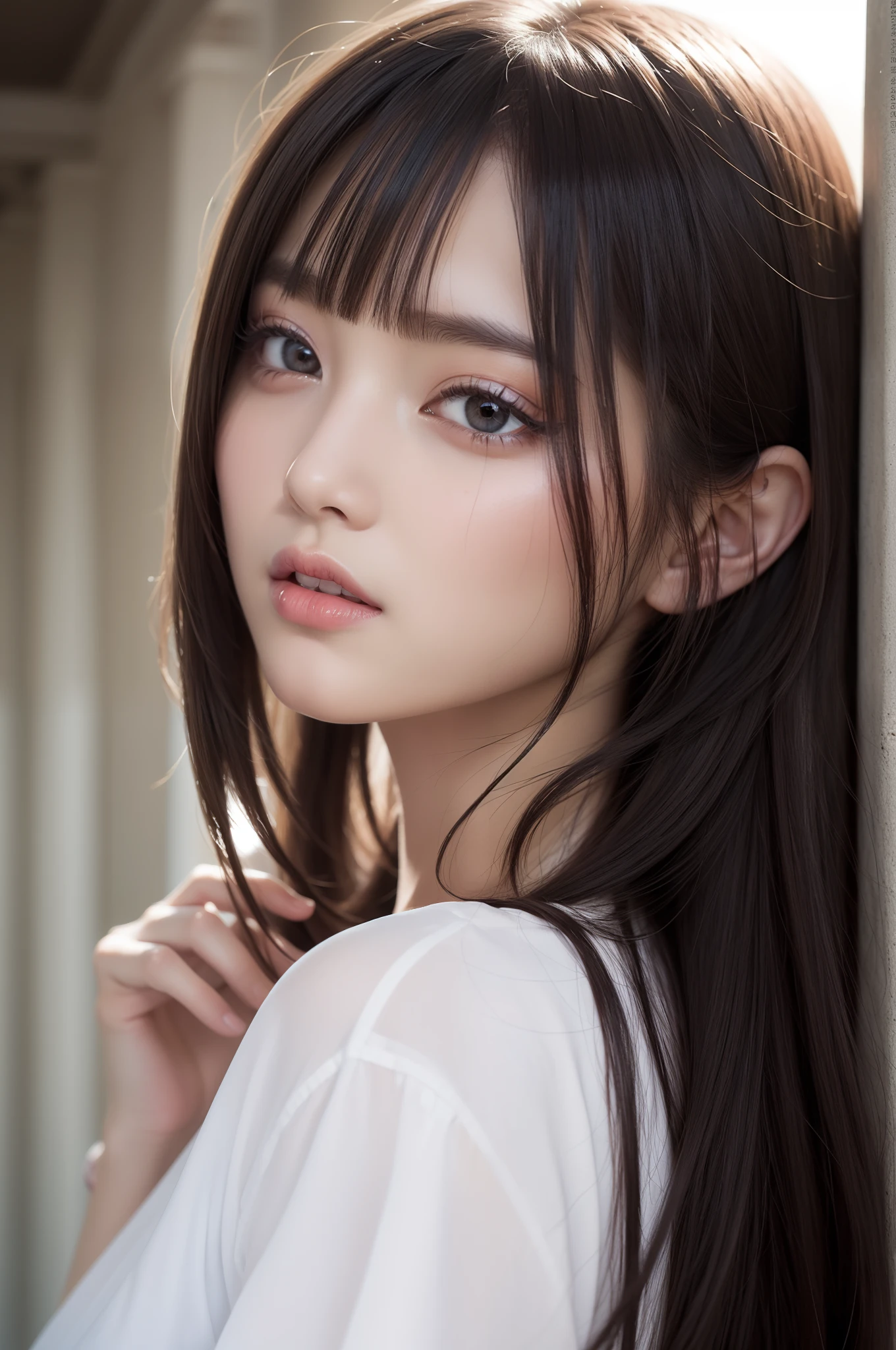 random pose, mix4, (8k, RAW photo, best quality, masterpiece: 1.45), (realistic, photorealistic: 1.37), one girl, cute, cityscape, night, rain, wet, professional lighting, photons mapping, radiosity, physically based rendering, gradient black hair, gray hair, short curly hair, handsome, girl, Deep V-necklineslipdress, top quality photo, high res, 1080p, (clear face), (detailed face description), (detailed hand description), (masterpiece), (exquisite CG), extreme light and shadow, disheveled hair, master work, rich details, (fine facial features), (highest quality photo), (masterpiece), (detailed eyes), look in front of you eyes, fine clavicle, ((large )),