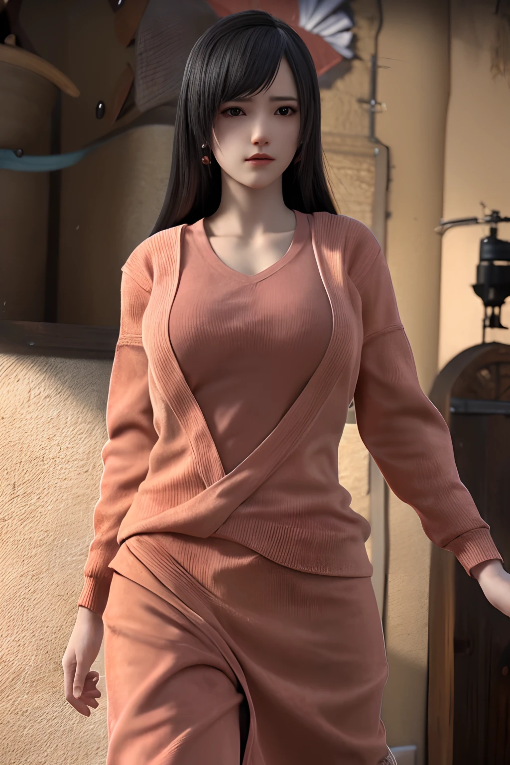((masterpiece, highest quality, Super detailed, Ultra-high resolution, Realistic, Cinematic)), ((Attractive Korean women, thick)), (Surrealism), (Medium Shot, from the front:1.4), Perfect body, Sexy Body, Perfect Face, Perfect hands, Fine hand, Delicate face, (bursting breasts), Long, round legs, (Wide Hips), (Long and colorful hair, Straight hair:1.3), (Wearing a high-necked sweater:1.5), (Wearing tight panties), (Sensual pose), (Gradient Background:1.3), Brown eyes, Detailed pupil, Bright red lips, Blushing, Slightly parted lipy chest is visible、Nipples are visible、