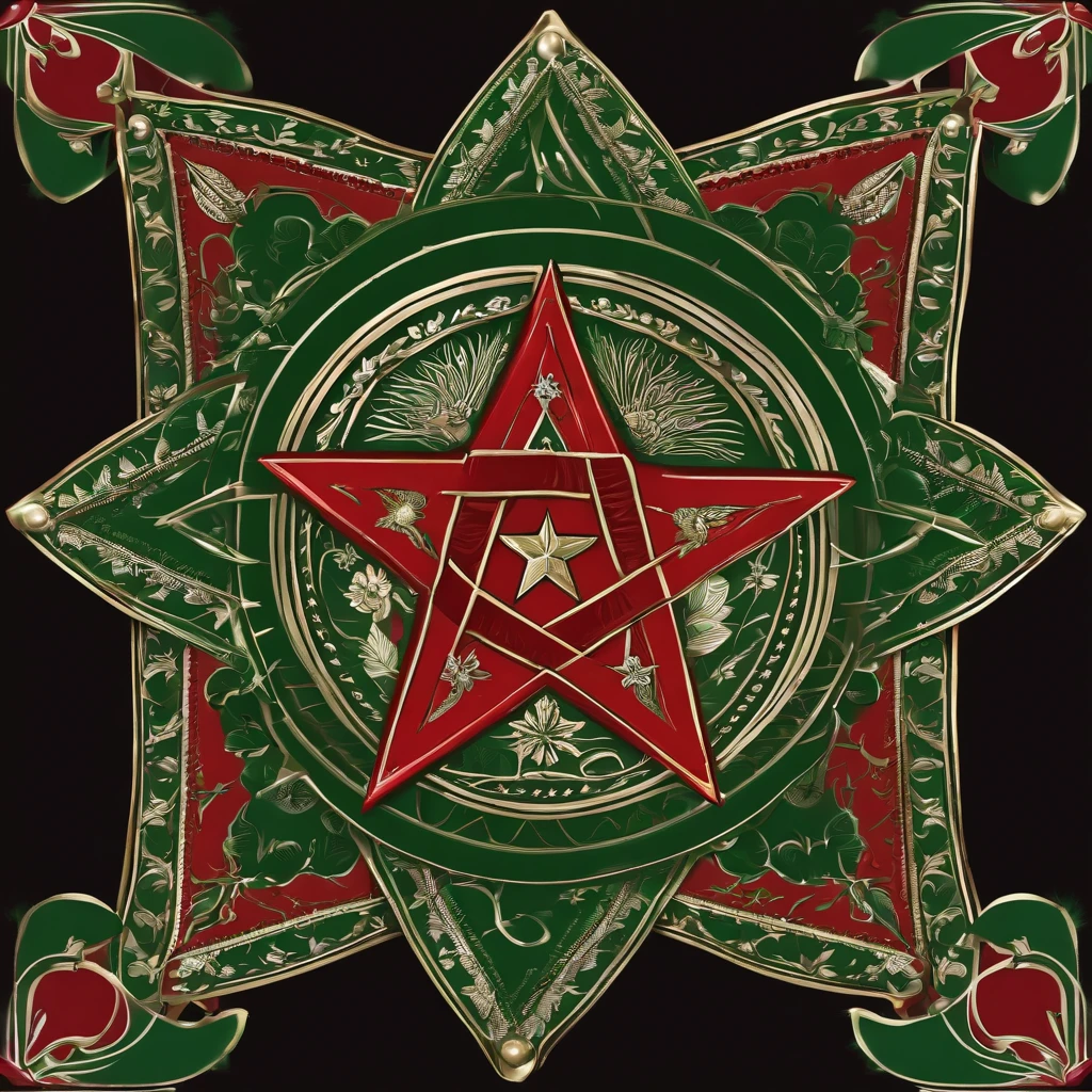 red and green pentagram flag
