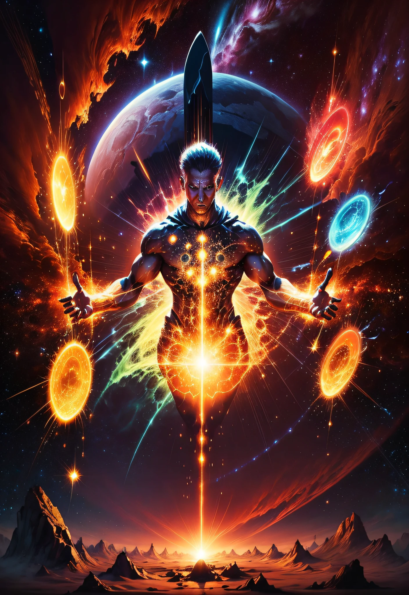 <lora:nijiexp-000010:0.8>, photo, portrait, a god floating on fire [a discovery of a wormhole leads to new worlds|a cursed prince must marry a void], [scifi:fantasy:0.6] cinematic Lighting, detailed background, centered, styled in Michael Bay, insanely detailed, high definition , concept art , digital art , vibrant, (the most beautiful art in the world:1.2),(V0id3nergy:1.3) <lora:kVoidEnergy-000001:0.5>