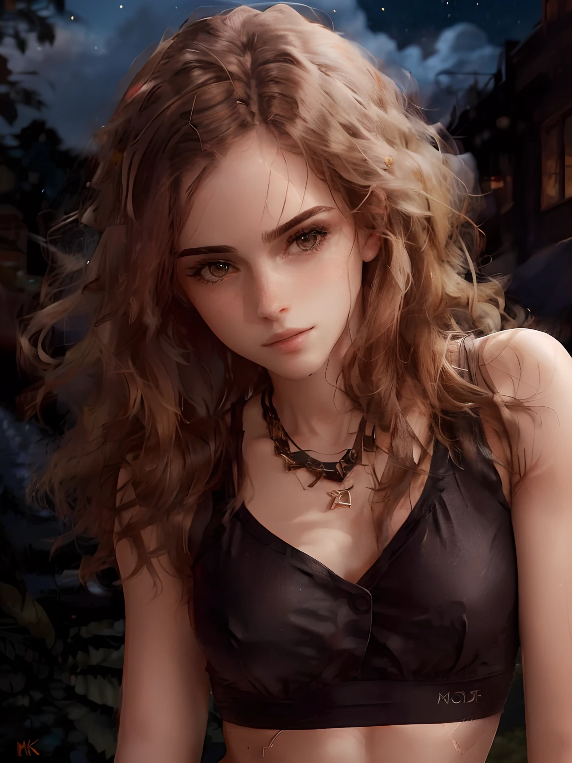 ((Night scene, Best quality, 8K, Masterpiece: 1.3)), Focus: 1.2, Perfect body beauty: 1.4, buttocks: 1.2, (layered haircuts: 1.2)), (darkStreet: 1.3), Solo, Highly detailed face and skin texture, full bodyesbian, Delicate eyes, Double eyelids, Whitens the skin, Long hair, (face round: 1.5), (Loose crop top, Shorts: 1.6), high resolution, Realistic pale skin, detailed realistic hands, detailed realistic fingers, perfect human body ratio, perfect women figure , Seductive expression, Tight clothes, Transparent clothes, Extremely detailed, Ultra photo realsisim, Smooth lighting, Detailed eyes, Detailed realistic hair, Slim abs, detailed realistic arms, realistic human body posture, tight transparent top, detailed realistic women body parts, Young beautiful girl, Sexy girl, detailed realistic necklace