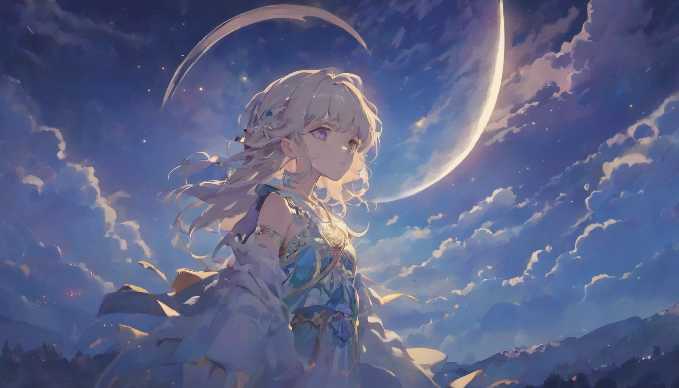 Mid-Autumn Festival,moon full,Surrounded by white clouds,the night,waterface,inverted image