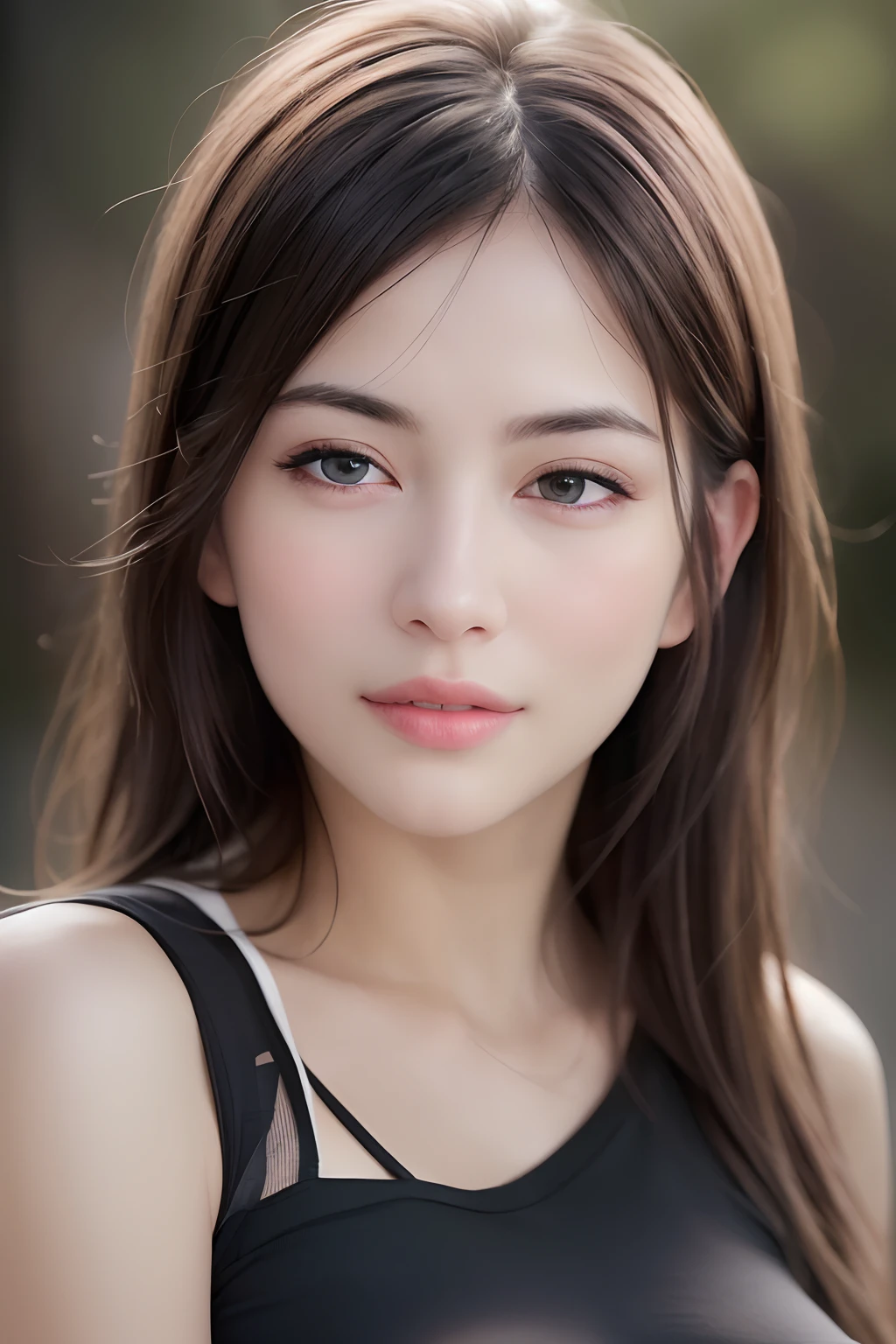 ((Best quality, 8k, Masterpiece :1.3)), Sharp focus :1.2, Perfect body beauty: 1.4, Slim abs: 1.2, ((Dark brown hair, Big breasts: 1.2)), (Natural light, City street: 1.1 ), highly detailed facial and skin textures, detailed eyes, double eyelids, (((Dynamic Angle)))