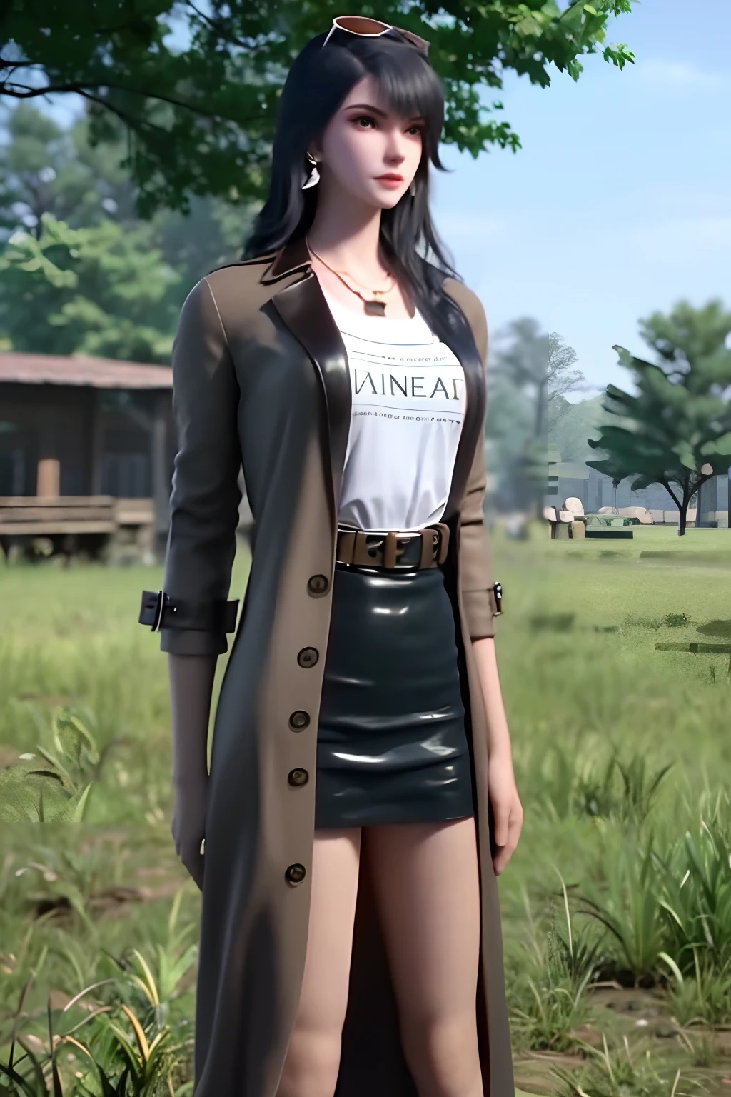 luoxinyu,standing,grassy fields,a wet body