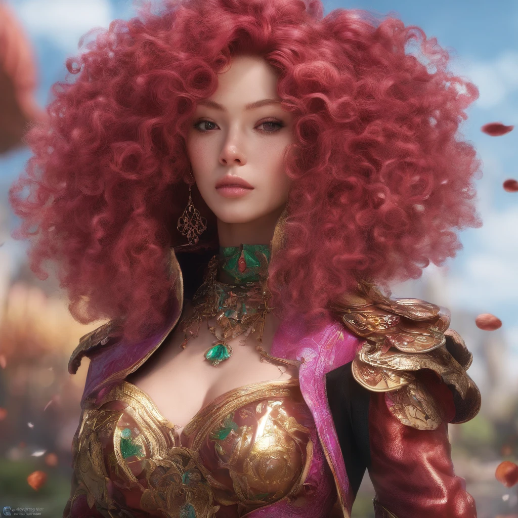 32K（tmasterpiece，k hd，hyper HD，32K）curlies，Flowing rouge，ponds，zydink， a color，  Liaoning people （Silly girl）， （Silk scarf）， Combat posture， looking at the ground，  Flowing rouge curls，Green emerald headdress， Chinese long-sleeved pink gold garment， （abstract ink splash：1.2）， Pink lotus background，Water lily flower protector（realisticlying：1.4），Rouge hair，Autumn is in full swing，The background is pure， A high resolution， the detail， RAW photogr， Sharp Re， Nikon D850 Film Stock Photo by Jefferies Lee 4 Kodak Portra 400 Camera F1.6 shots, Rich colors, ultra-realistic vivid textures, Dramatic lighting, Unreal Engine Art Station Trend, cinestir 800，Large curls，Flowing rouge