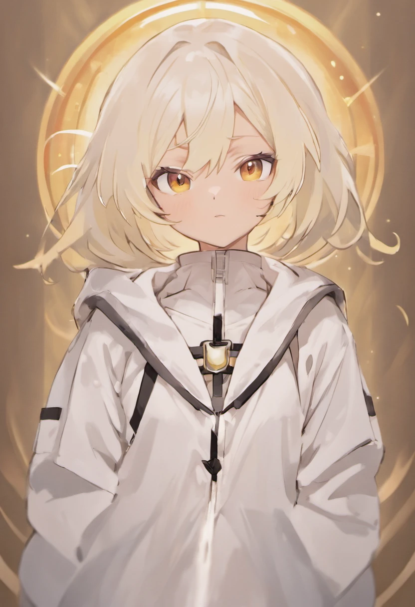 c.c., Expressionless, , (Masterpiece, Best quality, Ultra-detailed, Best shadow, voluminetric lighting), (Beautiful detailed face, Beautiful detailed eyes), (Best illumination),, Orange eyes, Very long hair, (white straitjacket:1.4), Black belt, , (Cowboy shot:1.3), Intense angle,, MKSKS style, Beautiful background, Professional lighting, Scenery with warm colors,