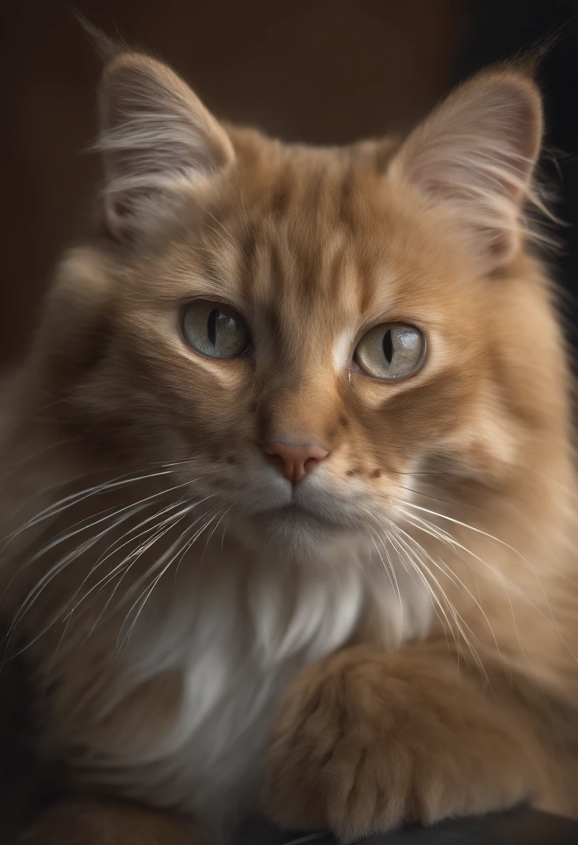 (Best quality,4K,8K,A high resolution,Masterpiece:1.2),Ultra-detailed,(Realistic,Photorealistic,photo-realistic:1.37),A cute little cat trembled slightly,Soft fur texture,Delicate paw pads,Expressive eyes,Cute twitchy beard,Hints of vulnerability,Gently wagging tail,playful pose,Art cat illustration,Subtle color palette,Natural lighting