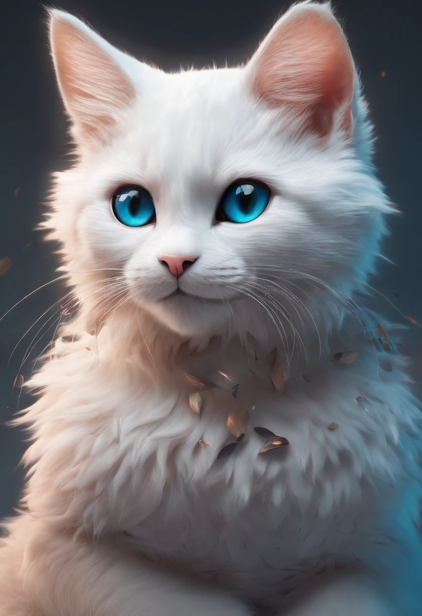 (Best quality,4K,8K,A high resolution,Masterpiece:1.2),Ultra-detailed,(Realistic,Photorealistic,photo-realistic:1.37),A cute little cat trembled slightly,Soft fur texture,Delicate paw pads,Expressive eyes,Cute twitchy beard,Hints of vulnerability,Gently wagging tail,playful pose,Art cat illustration,Subtle color palette,Natural lighting
