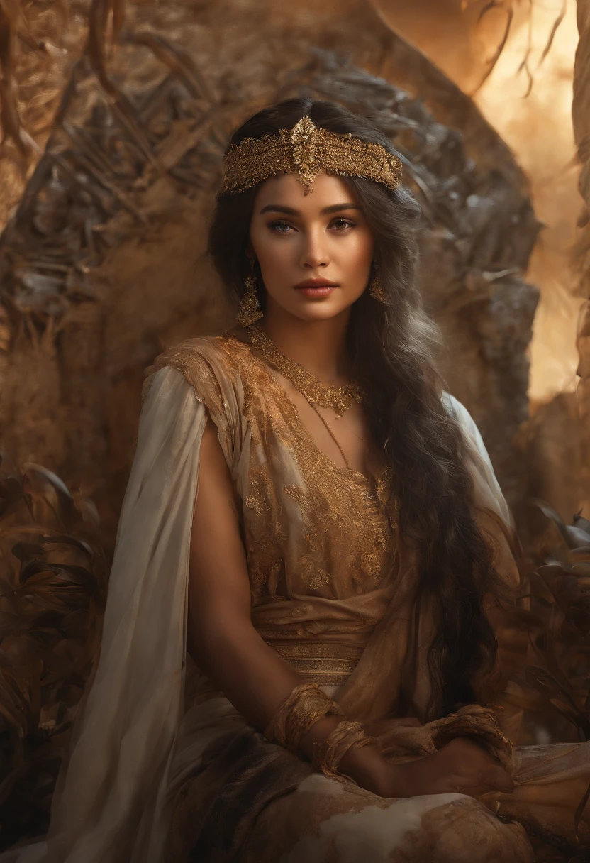 High quality, masterpiece, masterpiece, exquisite facial features, exquisite hair, exquisite eyes, exquisite color hair, 4K picture quality, gorgeous light and shadow, Tyndall effect, halo, messy hair, young state, gorgeous scene, exquisite clothes, chains, feathers, ancient chinese beauty with big eyes very detailed, digital painting, artstation, concept art, sharp focus, illustration, art by greg rutkowski and alphonse mucha and victo ngai