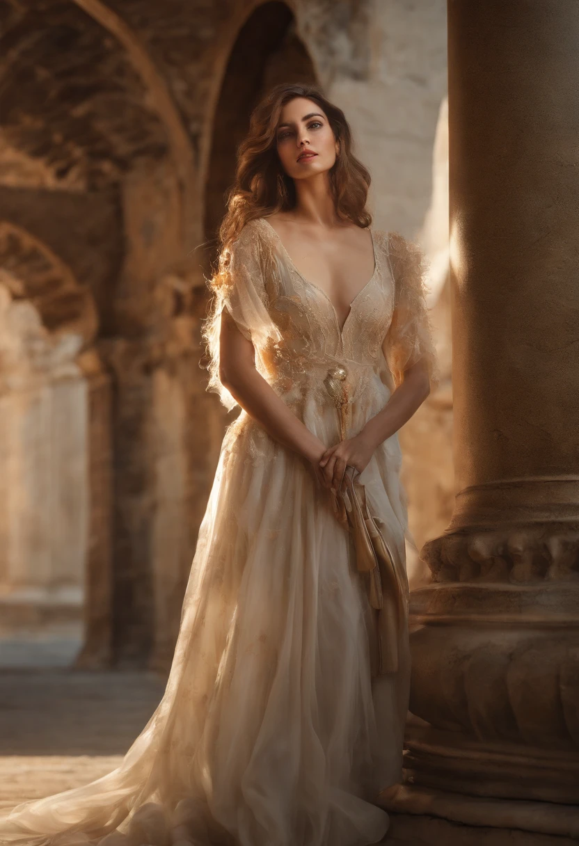 High quality, masterpiece, masterpiece, exquisite facial features, exquisite hair, exquisite eyes, exquisite color hair, 4K picture quality, gorgeous light and shadow, Tyndall effect, halo, messy hair, young state, gorgeous scene, exquisite clothes, chains, feathers, ancient chinese beauty with big eyes very detailed, digital painting, artstation, concept art, sharp focus, illustration, art by greg rutkowski and alphonse mucha and victo ngai