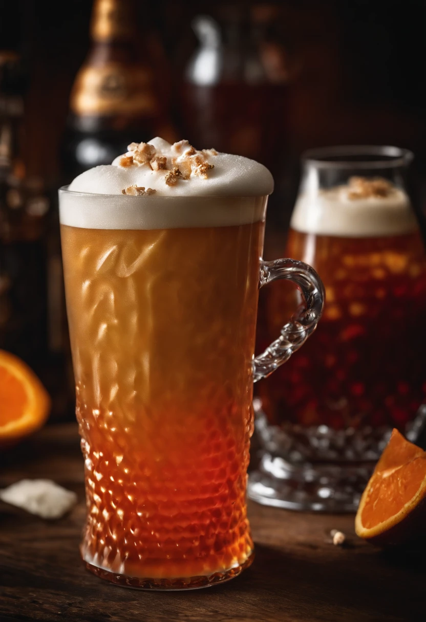 copo de cerveja gelado com espuma, mesa de madeira e copo com goticulas