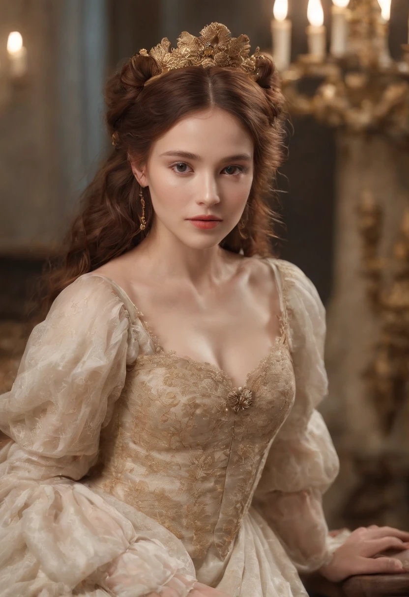 Baroque scene Full body photo Costume real person fairy air Looking back from the side facing the camera Best quality， 8k ultra-realistic， High detail Depth of field，Full body photo（8k，RAW photos，best qualtiy，tmasterpiece：1.2），（realisticlying，Photorealistic:1.37),(Sharp focus:1.2), profesional lighting, Photon Mapping, Radio City, physically-based renderingt, (paleskin:1.2),(smallunderboob:1.2),Illuminated Ancient European court attire Baroque scenes Full body shots