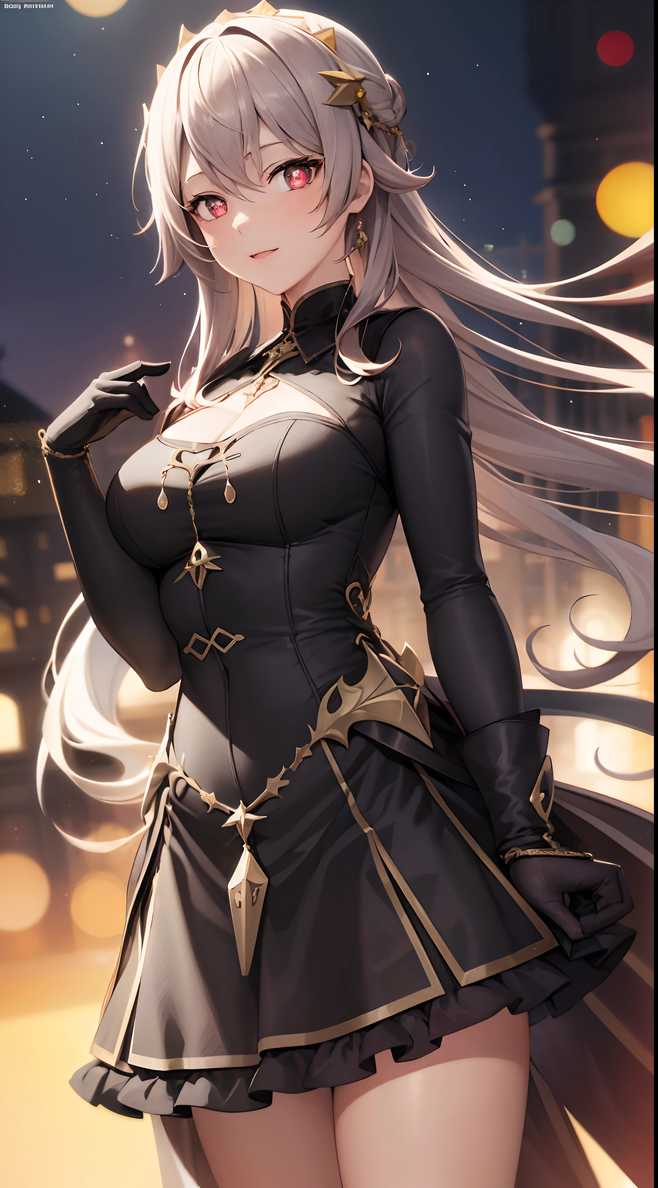 ((highest quality)),High resolution,Sharp focus,(Super detailed,Very detailed), (Very detailed CG unity 8k wallpaper),(((Vibrant colors))),Anime Style, Natural skin texture 鮮明な詳細, (Realistic eyes, Natural skin texture, Realistic facial details), 1 girl, Beautiful and elaborate face, Perfect Eyes,((Silver Hair)),Long Hair,Echidna, Deep purple eyes, Butterfly Hair Ornament, (Colored eyelashes:1.1), eye shadow,Red pink lips,Big and ample breasts,Camel Toe (Flying debris, 超High resolution),(((Black and Green Theme))),Wear an iridescent aura, Invisible Light, Amazing shine, Neon green glow, The colors of another world, Bright colors, Ghostly Effects,Surreal Landscape, Arrogant look, Domineering smile,Long sleeve,Black long dress,Capelet,,Put your hand on your cheek,Sit on a chair,Lean back,Large library,The library was lit by candles,The floor is full of books piled up, In the background is a large round window depicting a galaxy with constellations.,Cinematic Light. Soft lighting, View from below,(looking side1.4)