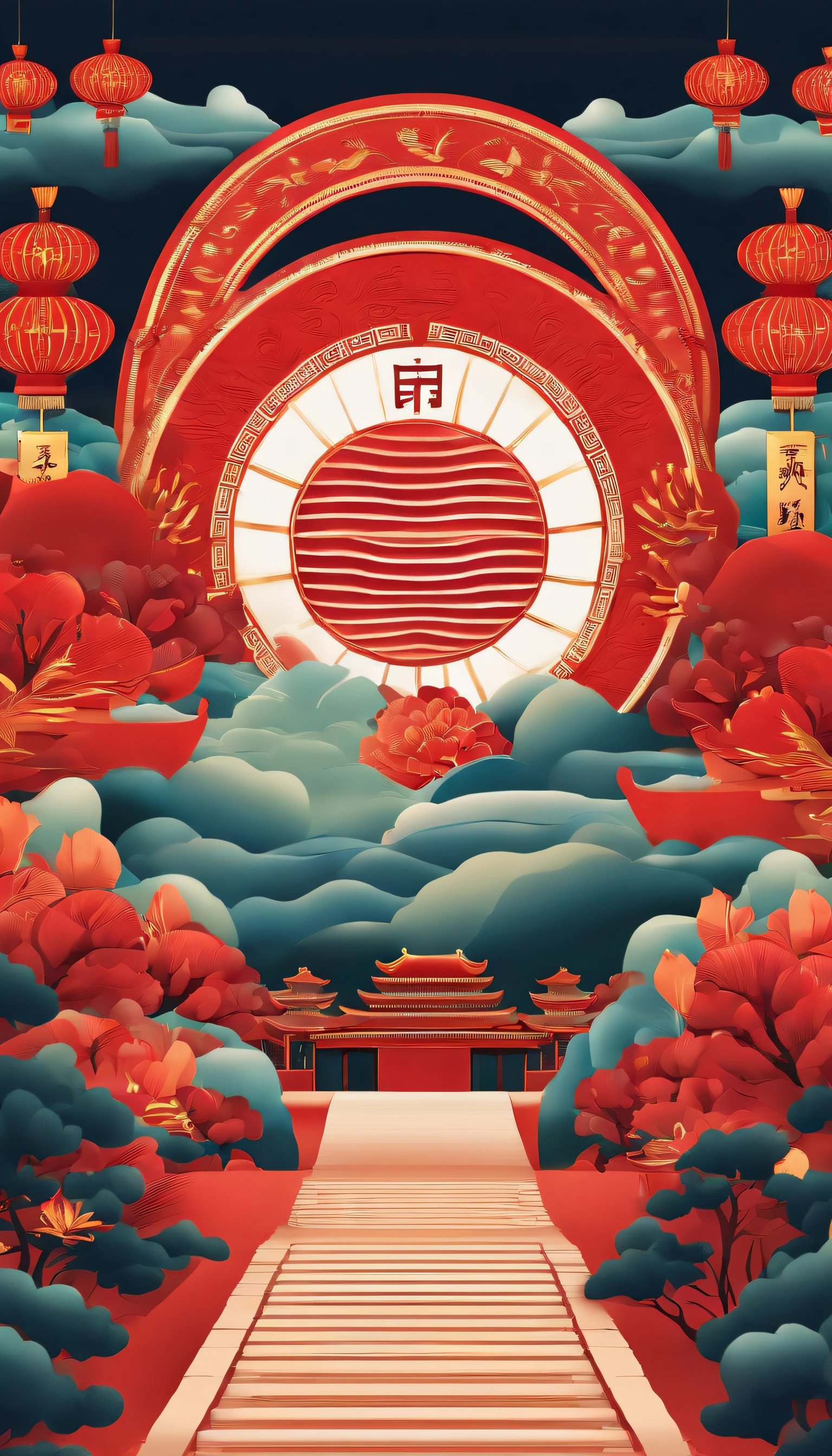 High-end simple Chinese National Day poster