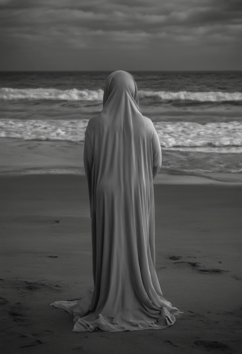 9 months pregnant woman, wearing hijab, tight clothes, full body, 8k, high resolution, on the beach, surrounded by pregnant women wearing hijabs, big breast and big pregnant belly, face witouh mask and see on me.
