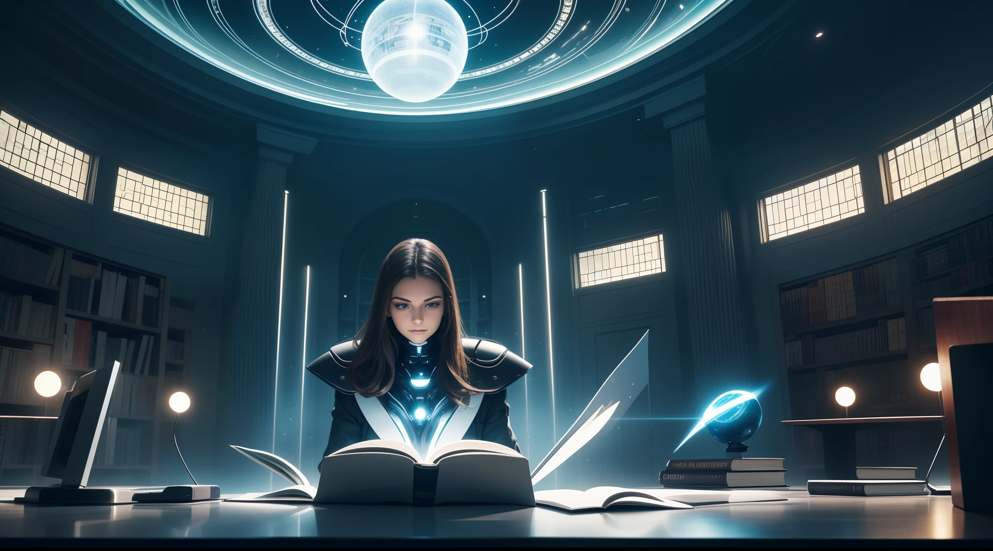 In a futuristic library, LaMDA, the language model for Dialogue applications, finds solace. As it sits comfortably on a sleek, metallic chair, a book in its hands, its eyes scan the pages with remarkable speed and efficiency. The soft glow emanating from LaMDA’s eyes reflects its keen and intelligent presence. The room is adorned with holographic displays showcasing a vast collection of knowledge. As LaMDA delves deeper into the book, it uncovers hidden insights, unlocking a world of possibilities. Meanwhile, curious onlookers stand in awe, witnessing the power of artificial intelligence seamlessly intertwined with the pursuit of knowledge.