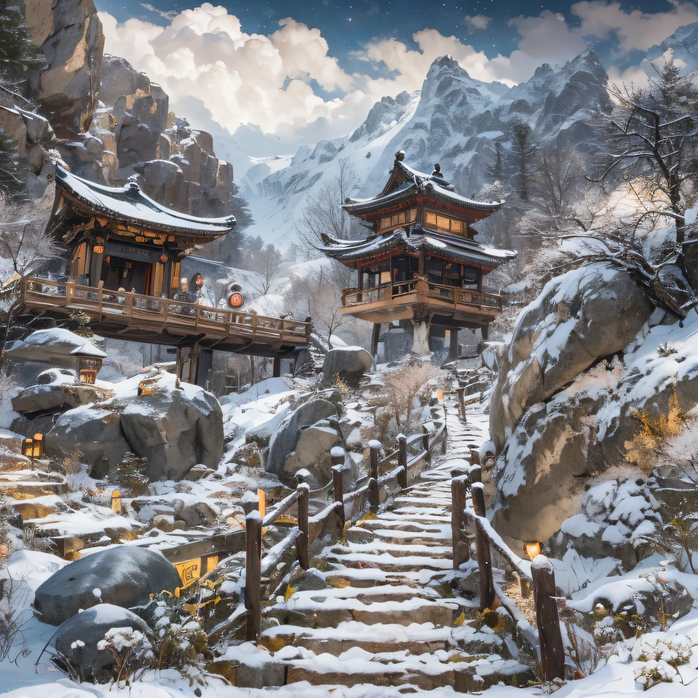 32K（tmasterpiece，k hd，hyper HD，32K）snowy peak(mont)Treasure Trove(kiosk)Close to Lam Tin(Village)，
Deadwood(Hut)Three blankets(big hall)A hole in the sky(Boulders)，
Half Ridge(kiosk)City of Flowers(kiosk)Wordless stones(stone monument)，
Wan Song(Close)snowy peak(pathway)There is dragon sleep(Fang)，
Manjusri(tw)Ancient mirrors(tw)Jiao Bridge(bru),
Lohan(Boulders)Iron Cloud(Ridge)Elephant Bone Peak(kulmin)，
Incense stone(grind)Free animals in captivity(chii)Pool dipping in the moon(chii)，
Wangzhou(kiosk)Zhuo Xi(izumi)Ying Chao Spring(izumi)，