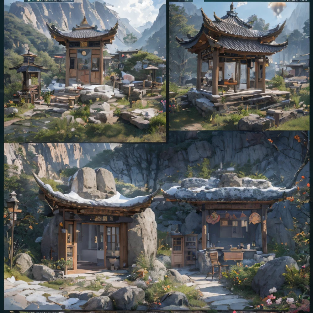 32K（tmasterpiece，k hd，hyper HD，32K）snowy peak(mont)Treasure House(kiosk)Near Lantian(village)，
Deadwood(hut)Three blankets(hali)One hole in the sky(boulders)。
Half Ridge(kiosk)Huacheng(kiosk)Wordless stone(stele)，
Wan Song(close)Snow Peak(pathway)There is dragon sleep(fang)。
Manjusri(tw)Ancient mirrors(tw)Jinao Bridge(bru),
Lohan(boulders)Tiyun(ridge)Elephant bone peak(kulmin)。
Incense stone(grind)free captive animals(chii)Pool dipping moon(chii)，
Wangzhou(kiosk)Zhuo Xi(izumi)Ying Chao Spring(izumi)。