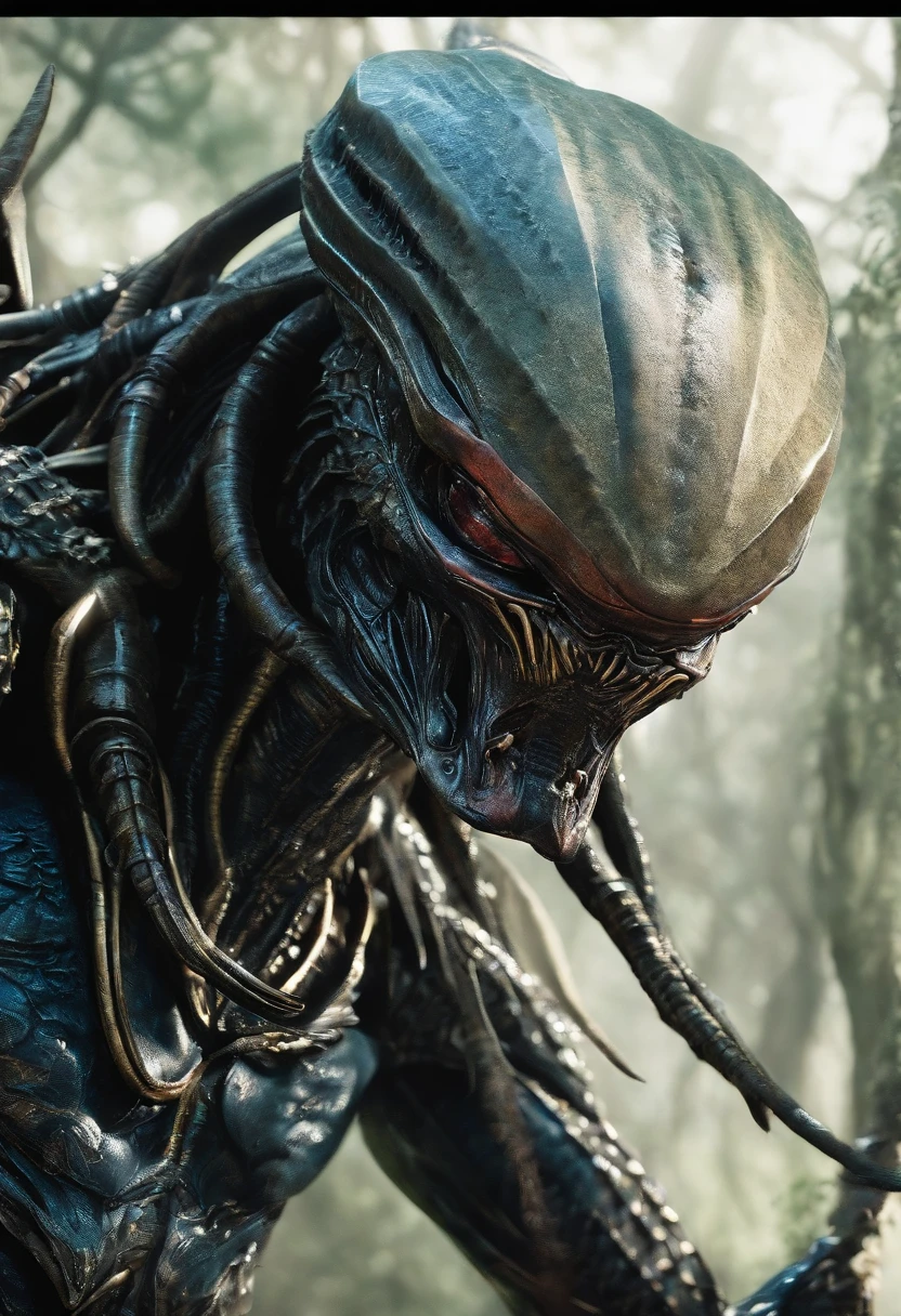 (((Extreme close-up Xenomorph Alien the eighth passenger fused with a humanoid Cockroach,(((Imperfect Hybrid Cell))) universe Dragon Ball Z front images Color Splash)))