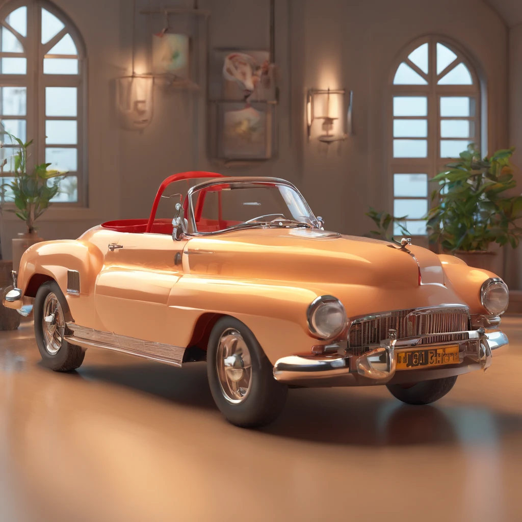 (best quality, 4k, 8k, highres, masterpiece:1.2), ultra-detailed, realistic, cute popular IP, vibrant eyes, short hair, intelligent angelic boy, little cowboy, clay figurine, model car, blind box toys, glossy and delicate, clean background, palace, splendid lighting, 3D rendering, top-notch quality