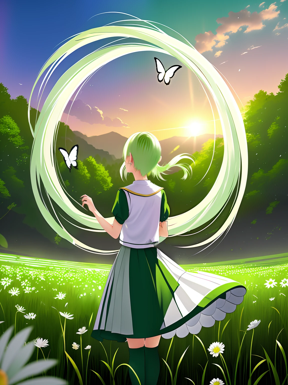 Light yellow-green hair,Back Shadow