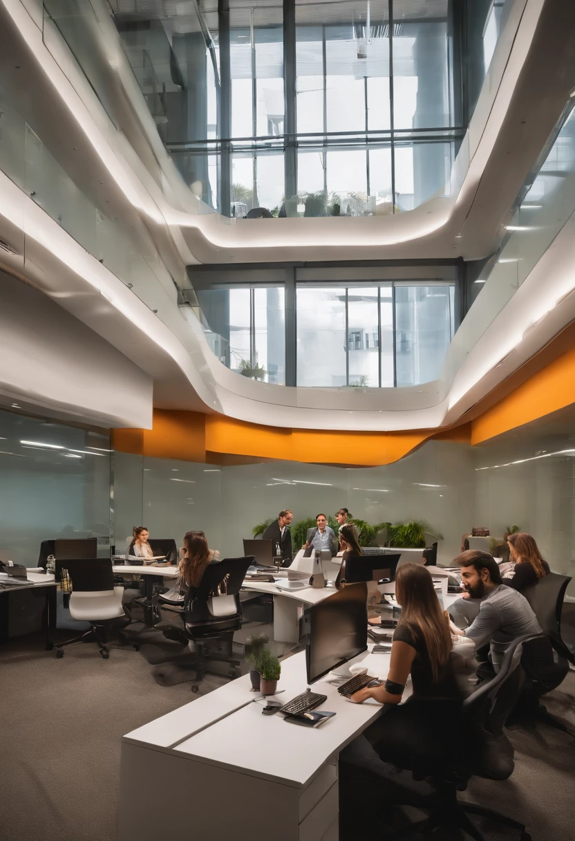 fotografias realista de 8 a 10 personas Personas sentadas en escritorios en una oficina con vistas a una ciudad, Trabajar en una oficina, Personas en el trabajo, Antecedentes de la oficina, Fellows, Oficina abierta, en un espacio de trabajo de espacio abierto, Occupied room, Oficinas, sentado en la oficina, Oficina moderna, en una oficina, Personas sentadas en mesas, Gente ocupada, Antecedentes interesantes, sentado frente a una computadora, photo 8k , chicas y chicos, rostro detallado , sillas de rueda