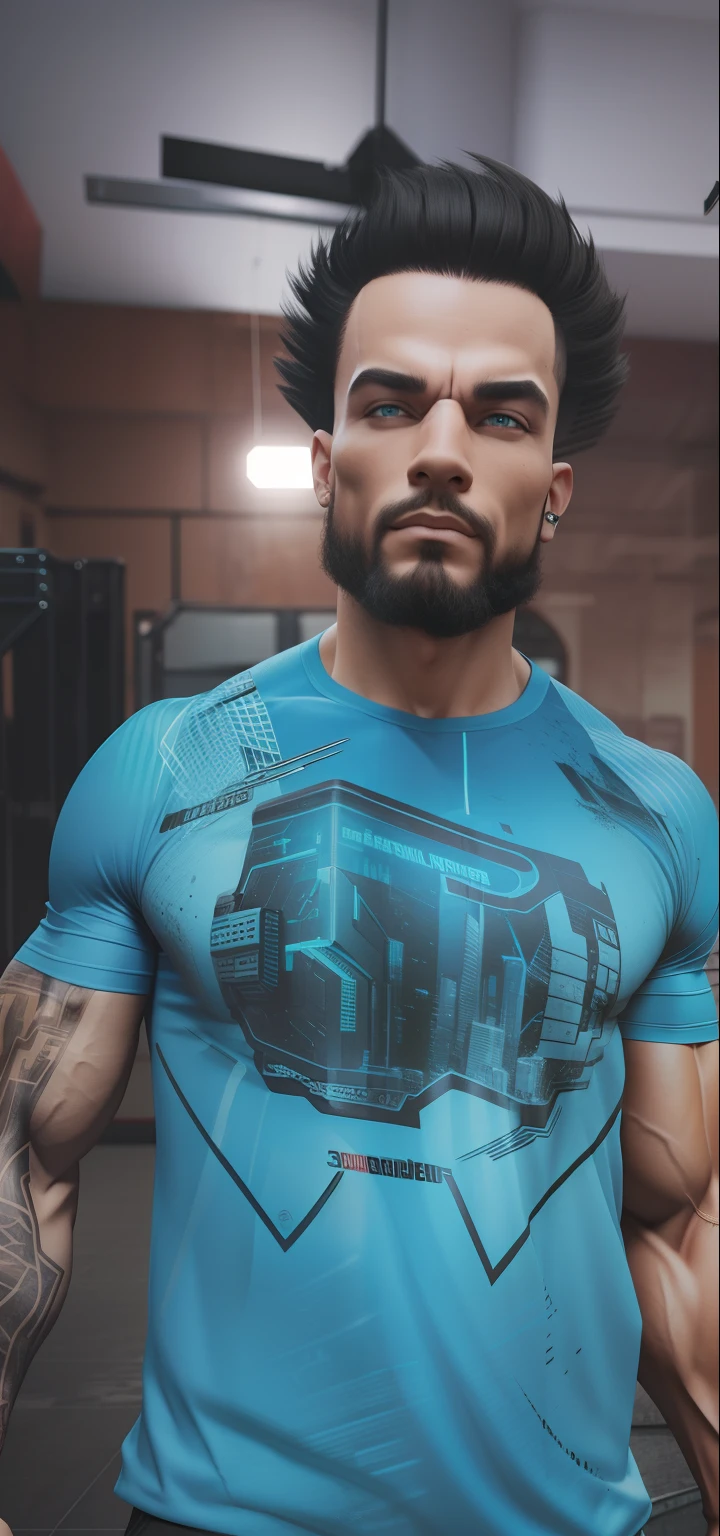 Cyberpunk change background bodybuilder 3d