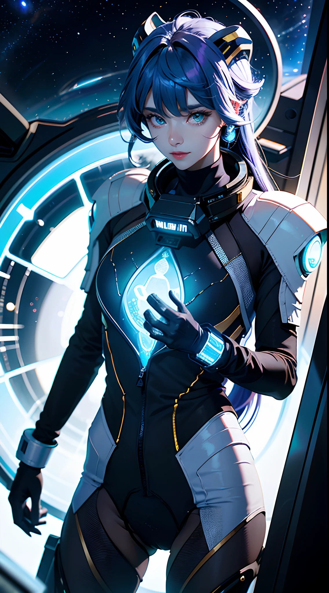 (tmasterpiece:1.2),best qualtiy,In space,(nigh sky,medium lenght hair:1.2),(illustratio:1.2),lindo cenario,dreads,(Elaborate luminescence,lens flare glow),(Hyper-detailing),Hyper-detailing,(exquisitedetails),(complexdetails),(Movie light,Best quality backlight),清晰的线条,New world,peeping at the viewer,Solo Woman,(Space Girl,the space),Oriental women,The girl looks like a Chinese movie star,Solo Woman,Perfect body,Beautiful girl,(1girll),(Bright bioluminescent hair,bright glowing eyes),(galaxias,Alien planet),(Astronaut wearing sexy futuristic style white fitted spacesuit:1.1),The material of the spacesuit is light and thin,Spacesuit tight,The chest of the spacesuit shows the starry sky,Slightly closed eyes,(cyber punk perssonage),(dyna:1.3),(putting makeup on)),hight contrast,(The best lighting,Extremely refined and beautiful),((Movie Moonlight)),Extremely colorful,((Photoshop Pastel Painting:1.1)),aethereal,(Movie Masterpiece),suspense,Funk,(Starskrim),splash of color,absolutly eye-catching,((Caustics)),dynamic angle,big breasts beautiful(detailed glow),(spine-chilling),(Intricate movie scenes behind it:1.2),Environmental occlusion, (Ambient moonshine), ray-traced reflection, intricately detailed visible background , (Glowing spacesuit), terroral, (Bioluminescent vegetation:1.2), terroral, uneasy, A futuristic, terroral, (Hologram heads-up display), (Delicate Great Comet)