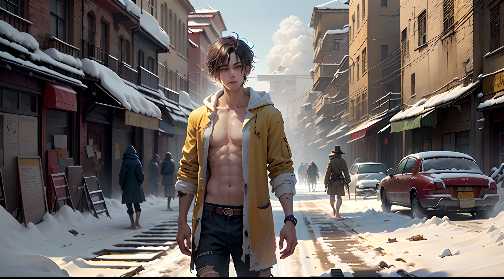 incantation(Prompt): Little match seller on a snowy day,Holding a burning match in his hand,The clothes are tattered,Very pathetic,Barefoot,The clothes are tattered,Facial yellow muscle thin,On a busy street corner,Fairy tale style,
Model: Meimao, CFG scale: 7, Hires upscale: 1.5